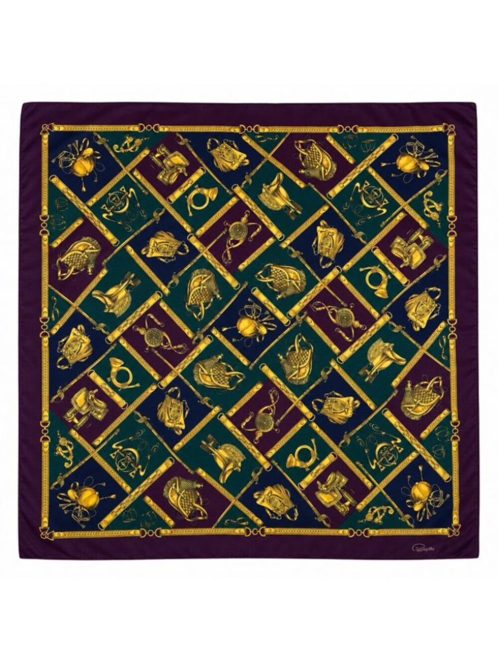 Vintage Pappagallo 100% Silk Equestrian Print Scarf 34” Square Gorgeous!
